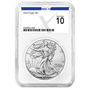 2023 no mint mark 2023 $1 american silver eagle ngcx ms10 x label $1 ngc good