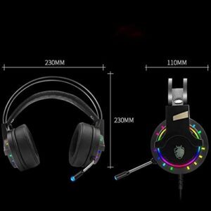 Glowing Gaming Headset, Wired Stereo Headphones with Noise Canceling Microphone, Adjustable Stereo Gaming Headset, HiFi Bass Surround Sound, Compatible for Family Desktop Computer, Internet,Cool appea