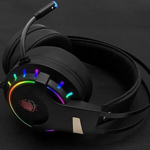 Glowing Gaming Headset, Wired Stereo Headphones with Noise Canceling Microphone, Adjustable Stereo Gaming Headset, HiFi Bass Surround Sound, Compatible for Family Desktop Computer, Internet,Cool appea