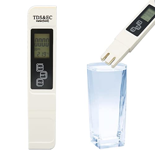 FECAMOS Water Testing Pen, Temperature Compensation Compact Portable Horizontal Display Water Tester Backlight Function White for Hydroponics