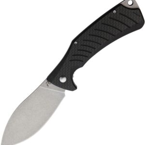 REVO NESS FOLDING KNIFE BLACK CARBON FIBER HANDLE NESSMUK BLADE PLAIN EDGE REV008CF