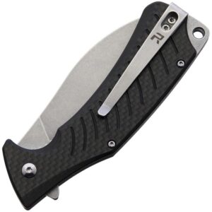 REVO NESS FOLDING KNIFE BLACK CARBON FIBER HANDLE NESSMUK BLADE PLAIN EDGE REV008CF