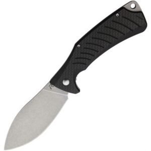 REVO NESS FOLDING KNIFE BLACK CARBON FIBER HANDLE NESSMUK BLADE PLAIN EDGE REV008CF