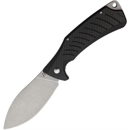 REVO NESS FOLDING KNIFE BLACK CARBON FIBER HANDLE NESSMUK BLADE PLAIN EDGE REV008CF