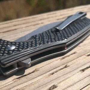 REVO NESS FOLDING KNIFE BLACK CARBON FIBER HANDLE NESSMUK BLADE PLAIN EDGE REV008CF