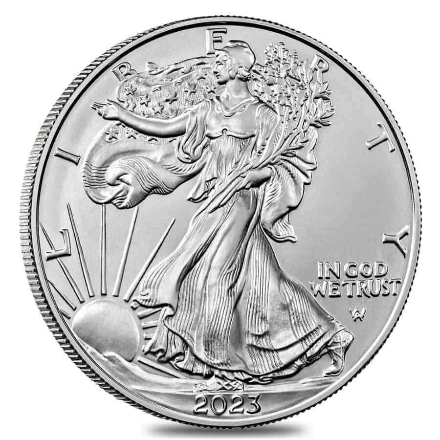 2023 No Mint Mark 2023 $1 American Silver Eagle 1-oz GEM BU Brilliant Uncirculated Coin $1 US Mint Perfect Uncirculated