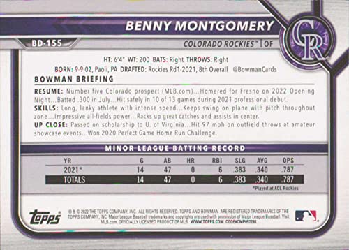 2022 Bowman Draft #BD-155 Benny Montgomery NM-MT Rockies