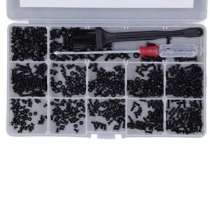 Electronic Repair Screws Kit, Various Sizes Standard Design Computer Screw Carbon Steel Black for Laptop