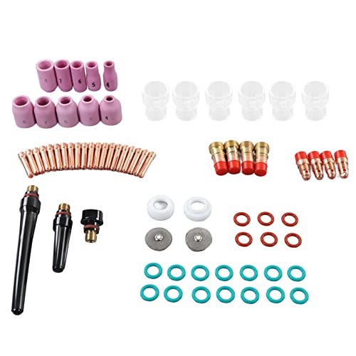 Welding Gun Accessories, Good Compatibility Glass Cups Pressure Caps Color O Rings Electrode Nozzles Kit for WP17 WP18 WP26 Welder