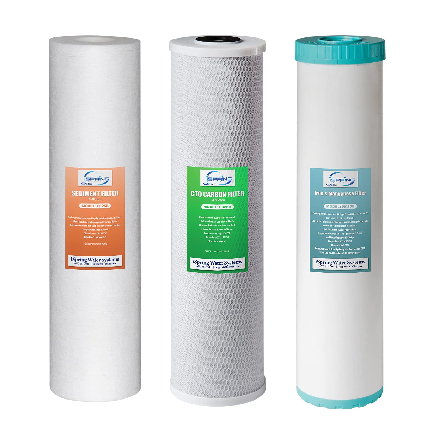 iSpring F3WGB32BM Whole House Water Filter Set with Spin Down Sediment Filter Cartridge (Pack of 1), White