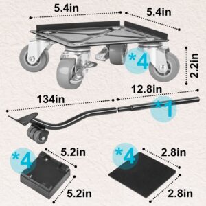 Heavy Furniture Roller Move Tools with 4 Wheels Carbon Steel Material Movers Dolly and Furniture Lifter Set,360 Degree Swivel Universal Wheels with 2 Brakes, Max Up for:1763lbs/800kg