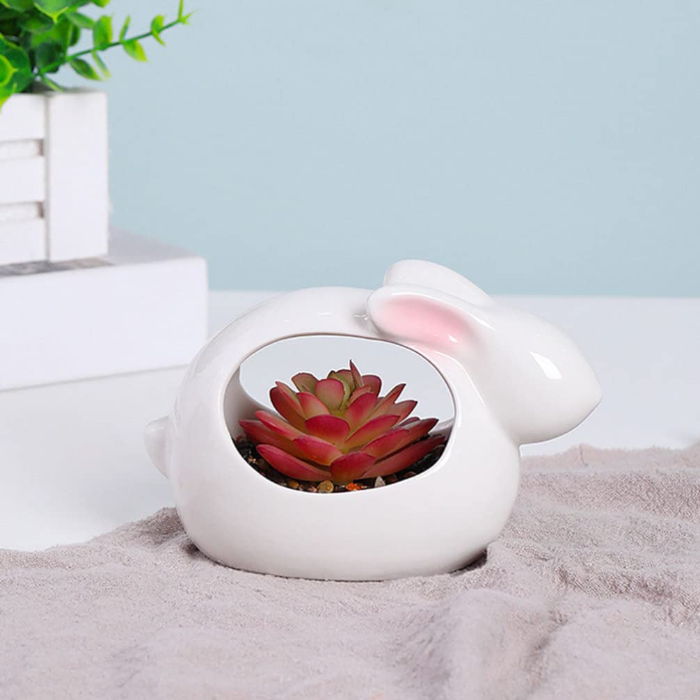 GANAZONO Bunny Succulent Planter Outdoor Decor Rabbit Shaped Planter Ceramic Plant Pot Easter Bonsai Succulent Container Bunny Plant Pot for Easter Party Favors Decoration Indoor Plants