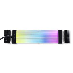 Lian Li UNI Fan SL-Infinity 120 RGB Triple Pack White & UNI Fan SL-Infinity 120 RGB Single Pack White & Strimer Plus V2 24 Pin (PW24-PV2) -Addressable RGB Power Extension Cable, Black