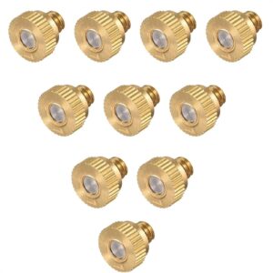 50pcs brass misting nozzles replacement heads for outdoor cooling system, low pressure atomizing misting sprayer for patio lawn, landscaping, dust control, 10/24 unc (size : 0.6mm(0.024''))