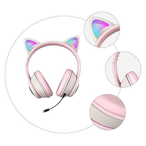 SOLUSTRE 3 pcs Luminous Cat Headset Sound Computer Gamer Headset LED Light Headset RGB Lighting Headphone cat Ear Noise-canceling Headphones Wired Headset with Sound Card abs