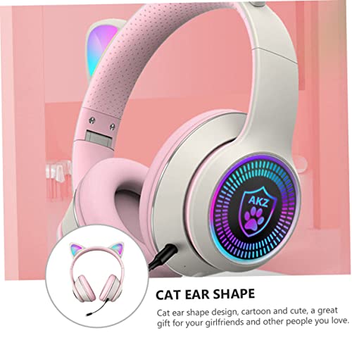 SOLUSTRE 3 pcs Luminous Cat Headset Sound Computer Gamer Headset LED Light Headset RGB Lighting Headphone cat Ear Noise-canceling Headphones Wired Headset with Sound Card abs