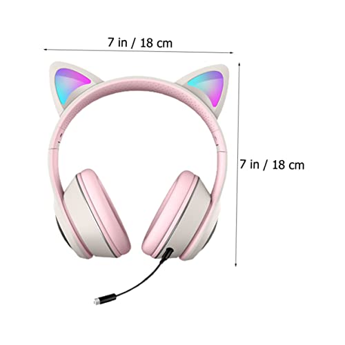 SOLUSTRE 3 pcs Luminous Cat Headset Sound Computer Gamer Headset LED Light Headset RGB Lighting Headphone cat Ear Noise-canceling Headphones Wired Headset with Sound Card abs