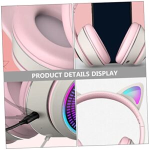 SOLUSTRE 3 pcs Luminous Cat Headset Sound Computer Gamer Headset LED Light Headset RGB Lighting Headphone cat Ear Noise-canceling Headphones Wired Headset with Sound Card abs