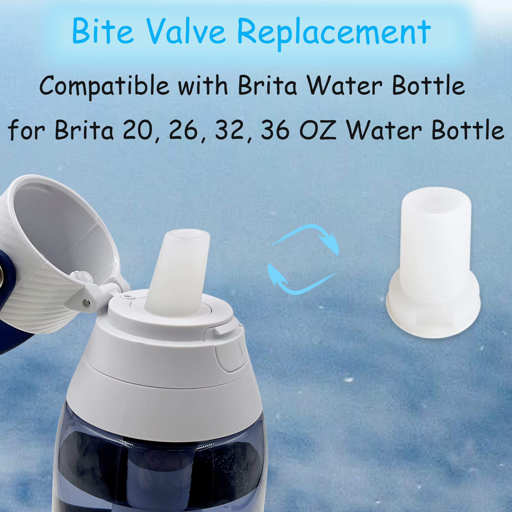 LeoTube Bite Valve Replacement for Brita Water Bottle, 2 Pack Silicone Water Bottle Mouthpiece Replacement Parts Compatible with Brita Filter Water Bottle
