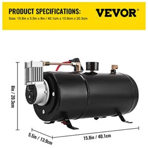 VEVOR Air Horn Compressor Tank Pump, 0.8 Gallon Tank Air Compressor, 120PSI 12V Portable Air Compressor Pump for Truck Pickup On Board