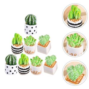 LUOZZY 16 pcs Small Potted Ornaments Faux Succulent Plants Mini Fake Cactus Plants Bonsai Supply - Mixed Style