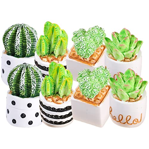 LUOZZY 16 pcs Small Potted Ornaments Faux Succulent Plants Mini Fake Cactus Plants Bonsai Supply - Mixed Style