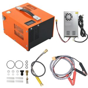 tuxing pcp air compressor, portable 4500psi/30mpa, 8mm quick-connector compatible for pcp air gun with water/oil separator, built-in power adapter(110v ac or 12v car battery)