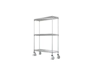 18" deep x 36" wide x 80" high 3 tier gray wire shelf truck with 800 lb capacity
