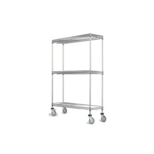 18" Deep x 36" Wide x 80" High 3 Tier Gray Wire Shelf Truck with 800 lb Capacity