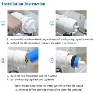 3012-400G Compatible RO Membrane,0.0001 Micron Reverse Osmosis Replacement 400 GPD RO Membrane Water Filter System (3012)