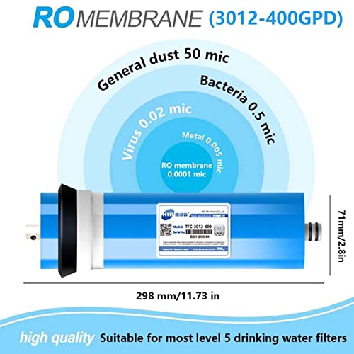 3012-400G Compatible RO Membrane,0.0001 Micron Reverse Osmosis Replacement 400 GPD RO Membrane Water Filter System (3012)