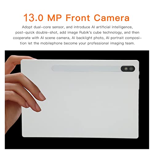 VINGVO Office Tablet IPS Screen 6GB RAM 256GB ROM White 10 Inch Tablet Dual Camera for Home (US Plug)