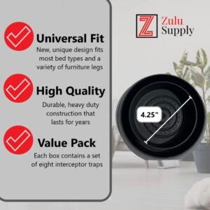 Zulu Supply Bed Bug Interceptors, Traps, 12 Pack, Black, Bedbug Monitor, Insect Detector for Bed Legs or Furniture