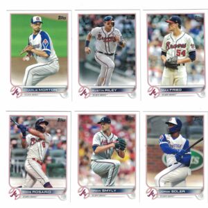 Atlanta Braves / 2023 Topps (Series 1 and 2) Baseball Team Set with (19) Cards! PLUS 2022 Topps Braves Baseball Team Set (Series 1 and 2) with (24) Cards. ***PLUS Bonus Cards of Former Braves Greats: David Justice, Andruw Jones and Tom Glavine!***