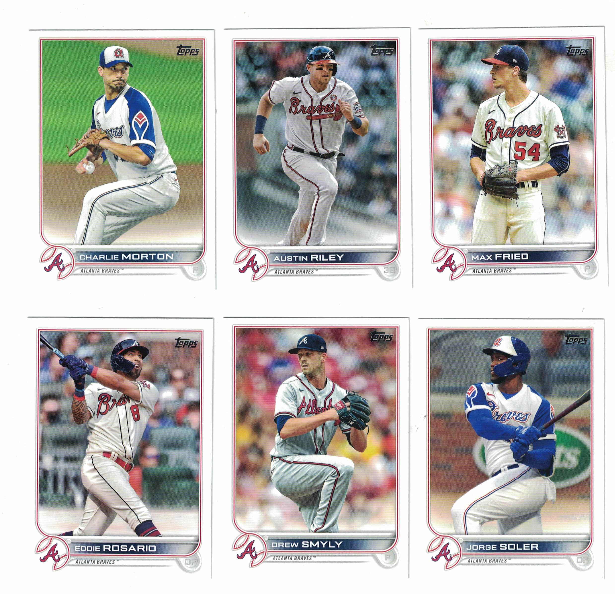 Atlanta Braves / 2023 Topps (Series 1 and 2) Baseball Team Set with (19) Cards! PLUS 2022 Topps Braves Baseball Team Set (Series 1 and 2) with (24) Cards. ***PLUS Bonus Cards of Former Braves Greats: David Justice, Andruw Jones and Tom Glavine!***