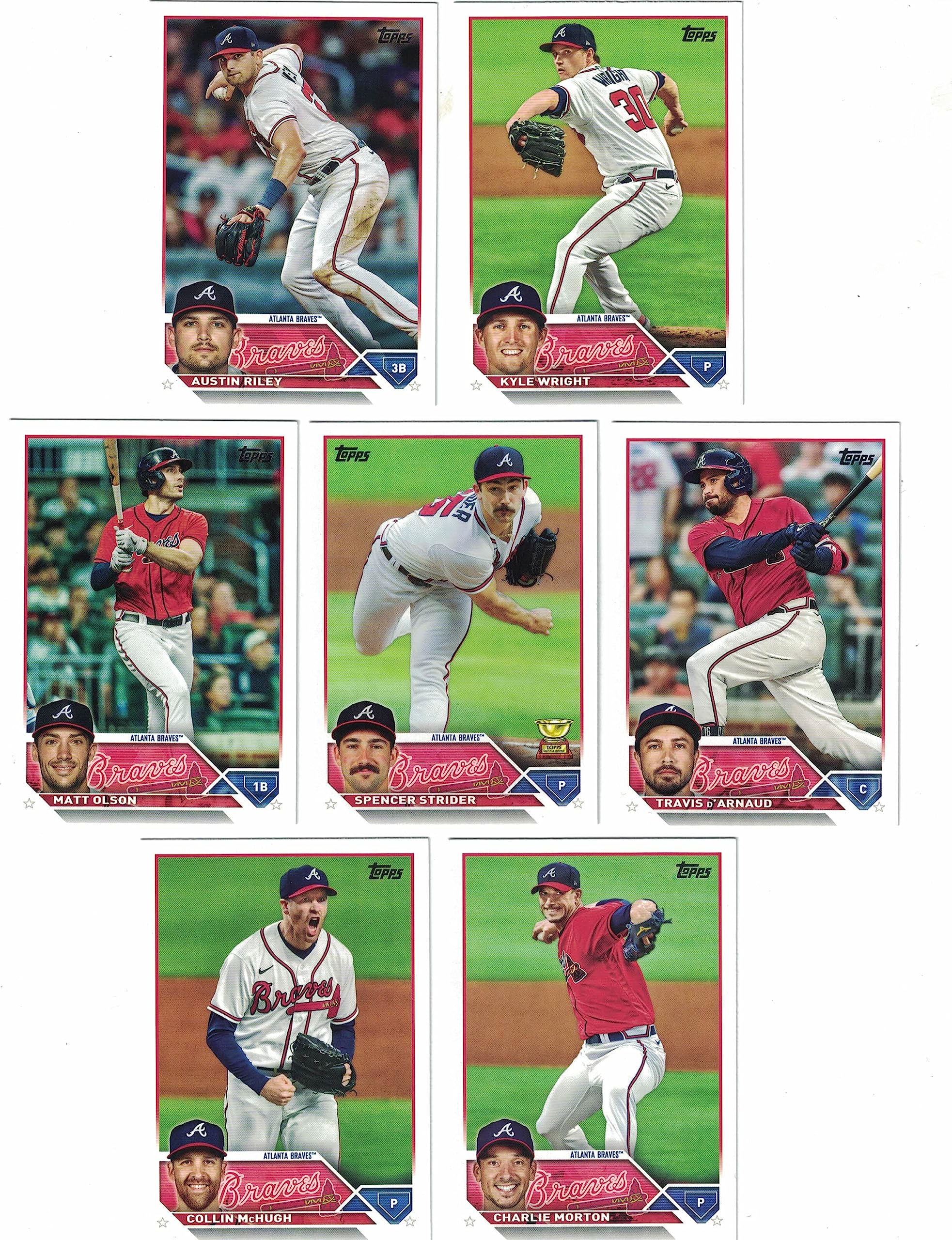 Atlanta Braves / 2023 Topps (Series 1 and 2) Baseball Team Set with (19) Cards! PLUS 2022 Topps Braves Baseball Team Set (Series 1 and 2) with (24) Cards. ***PLUS Bonus Cards of Former Braves Greats: David Justice, Andruw Jones and Tom Glavine!***