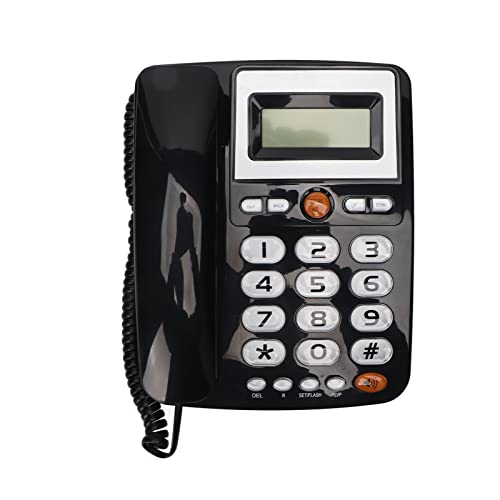 Large Button Corded Phone, Speed Dial Landline Phone, Backlit LCD Screen, Hands Free Calls, Adjustable Brightness, Suitable for The Elderly with Impaired Hearing and Vision