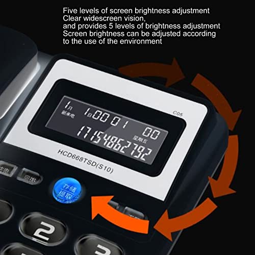Large Button Corded Phone, Speed Dial Landline Phone, Backlit LCD Screen, Hands Free Calls, Adjustable Brightness, Suitable for The Elderly with Impaired Hearing and Vision
