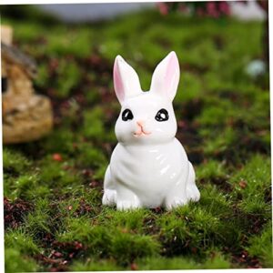 Gogogmee 5pcs Micro Landscape Rabbit Mini Resin Animals Resin Mushrooms Ornament Fairy Gardens Supplies Fairy Garden Accessory Spring Figurines Decor Desktop Rabbit Ornament Flowerpot Bunny