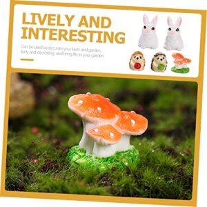 Gogogmee 5pcs Micro Landscape Rabbit Mini Resin Animals Resin Mushrooms Ornament Fairy Gardens Supplies Fairy Garden Accessory Spring Figurines Decor Desktop Rabbit Ornament Flowerpot Bunny