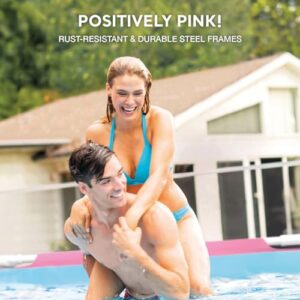 Intex 28290EH 8 Feet by 30 Inches Easy to Assemble Large Round Metal Frame Above Ground Swimming Pool with Dual Suction Outlet Fittings, Pink