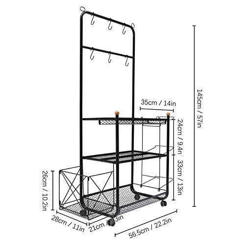 Garage Sports Equipment Organizer,Ball Storage Rack,Garage Ball Organizer Holder with Baskets and Hooks,Heavy Duty Steel Storage Cart