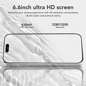 VINGVO Unlocked Smartphone, 2.4G 5G Dual Band WiFi 4GB RAM 64GB ROM 6.6 Inch HD Screen 3G Dual SIM Cell Phone GPS 24MP 32MP Cameras 5000mAh for Entertainment (White)