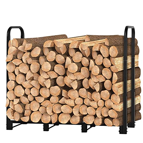 WEASHUME 4ft Outdoor Firewood Rack Holder Heavy Duty Firewood Rack Stand Logs Holder Metal Wood Pile Storage Stacker Organizer for Fireplace Outdoor&Indoor