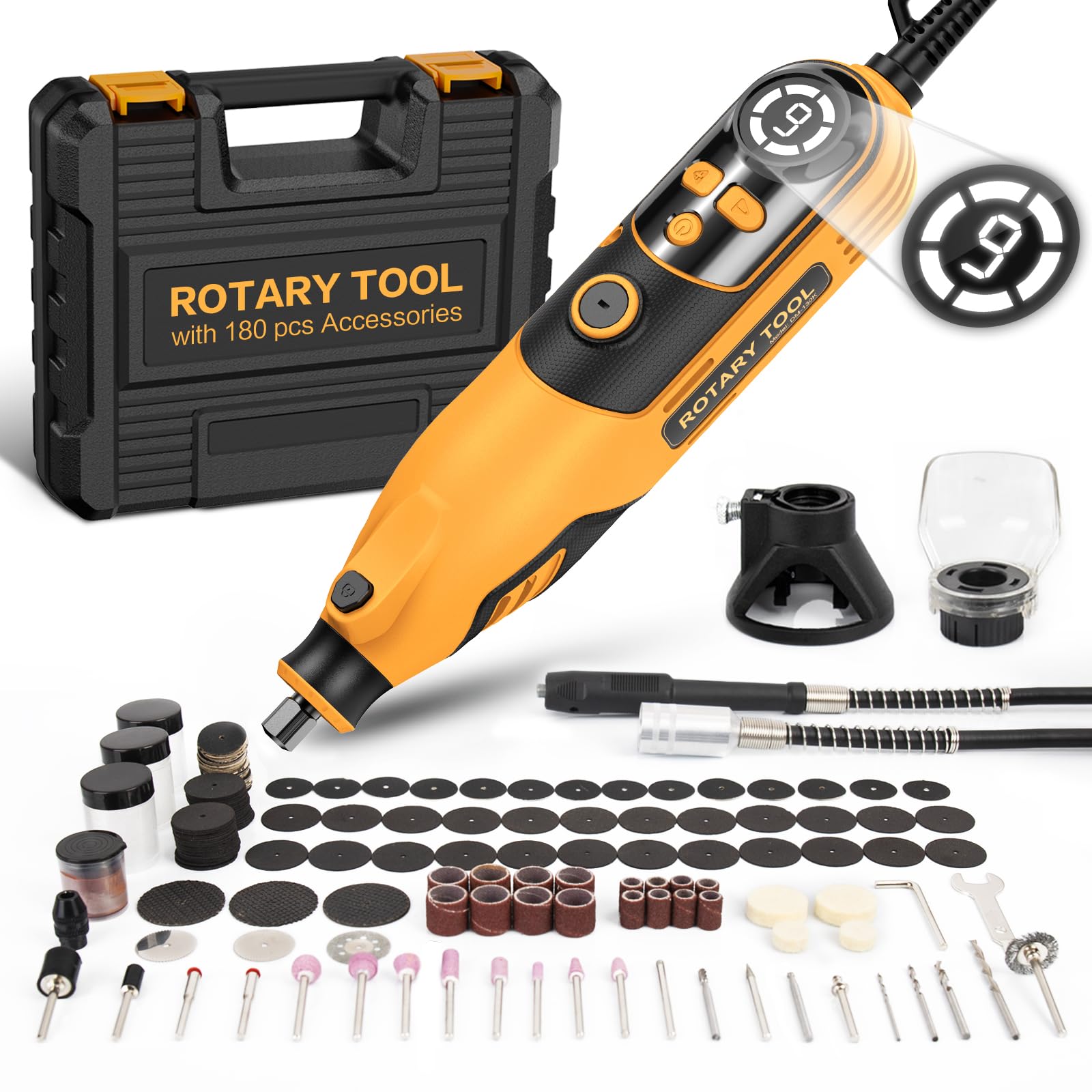 HANDSTAR 160pcs Rotary Tool Kit,10000-35000RPM with Flex Shaft for Grinding Carving Polishing