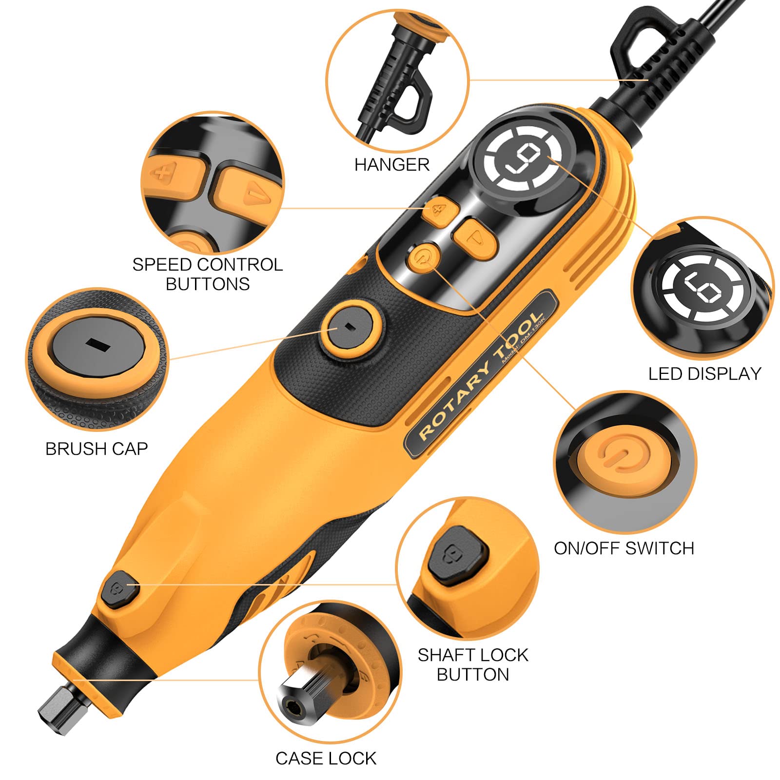 HANDSTAR 160pcs Rotary Tool Kit,10000-35000RPM with Flex Shaft for Grinding Carving Polishing