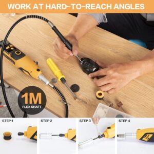 HANDSTAR 160pcs Rotary Tool Kit,10000-35000RPM with Flex Shaft for Grinding Carving Polishing