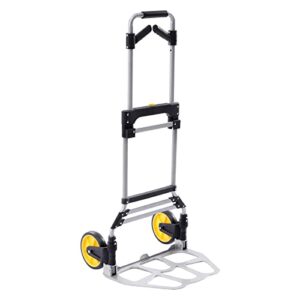 folding hand truck and dolly,264 lb capacity heavy-duty aluminum luggage trolley cart with telescoping handle and wheels for indoor outdoor moving travel