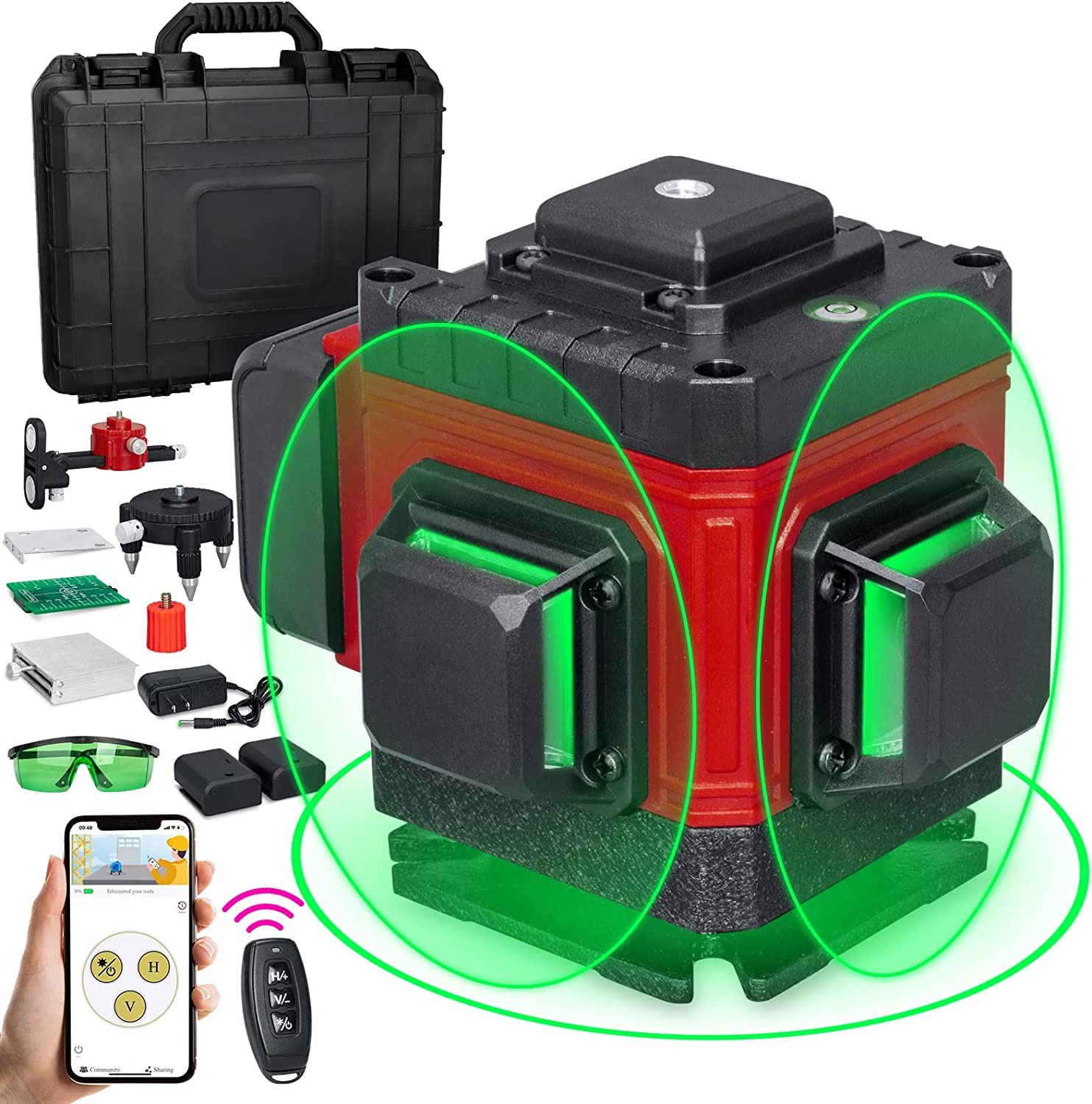 PTILOTD 3x360° 12 Lines Self Leveling Green Laser Level