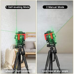 PTILOTD 3x360° 12 Lines Self Leveling Green Laser Level